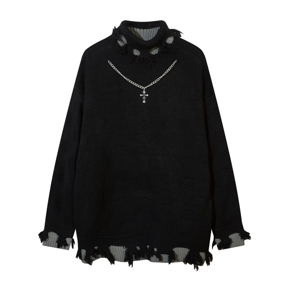 Turtleneck Necklace Sweater Y2k