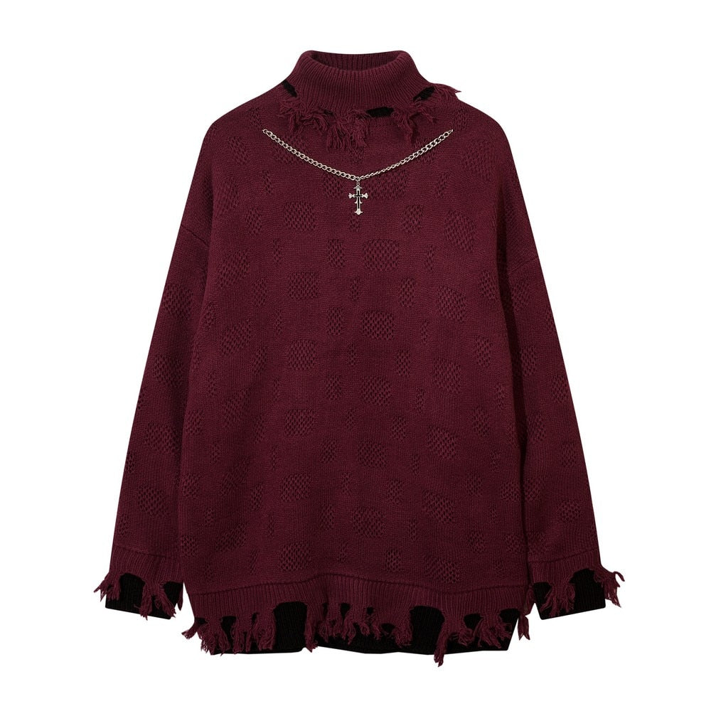 Turtleneck Necklace Sweater Y2k