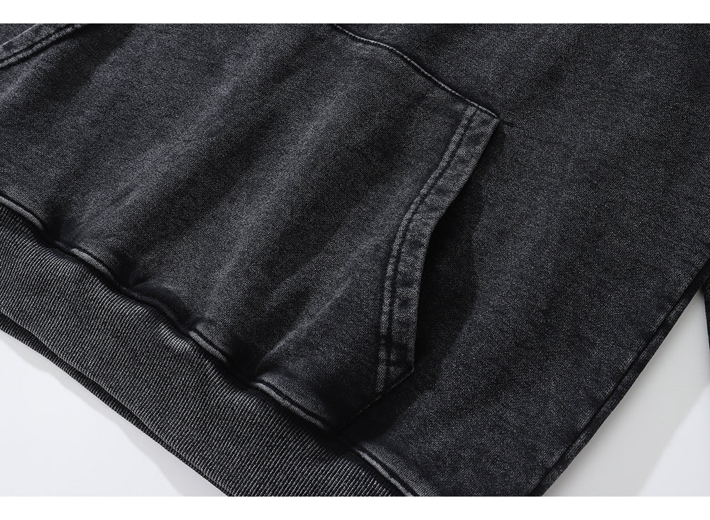 Grunge skeleton Skull Print Punk Gothic Washed Oversize Sweatshirt Hoodie