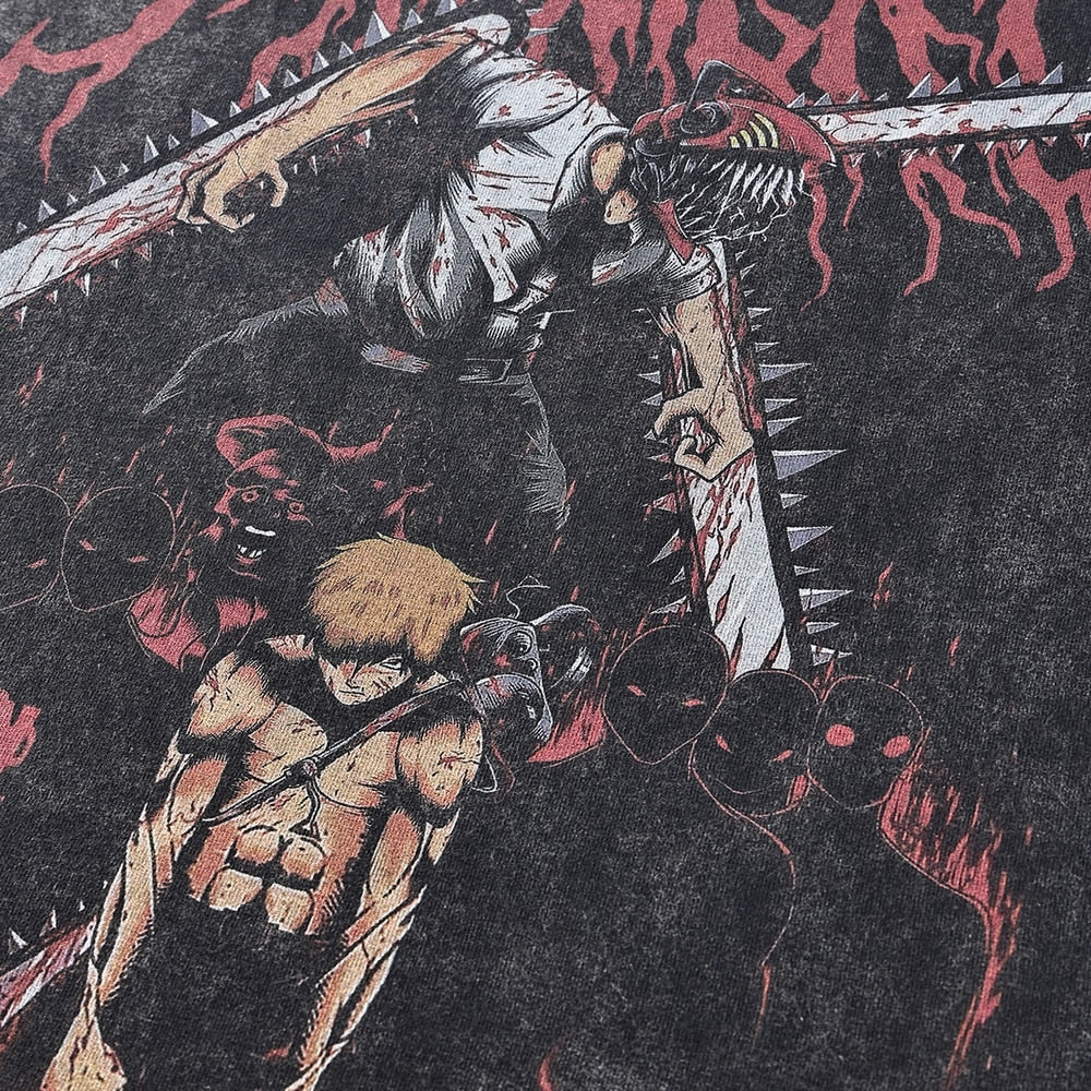 Black Vintage Anime T-Shirt Oversized