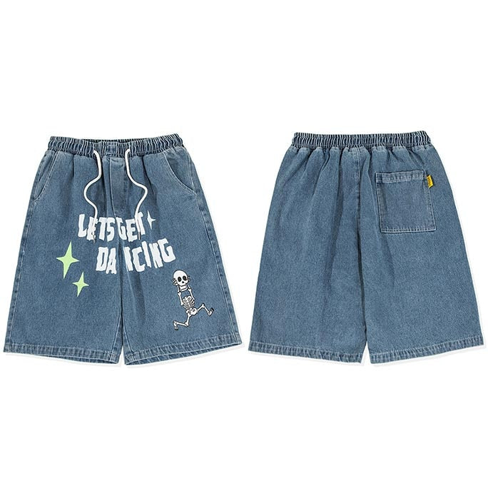 Streetwear Shorts Dancing Skeleton Graphic