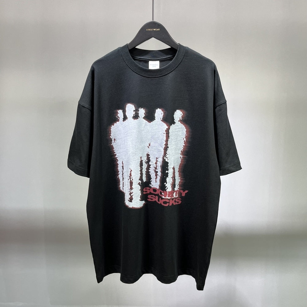 High Street Print Black Vintage T-Shirt