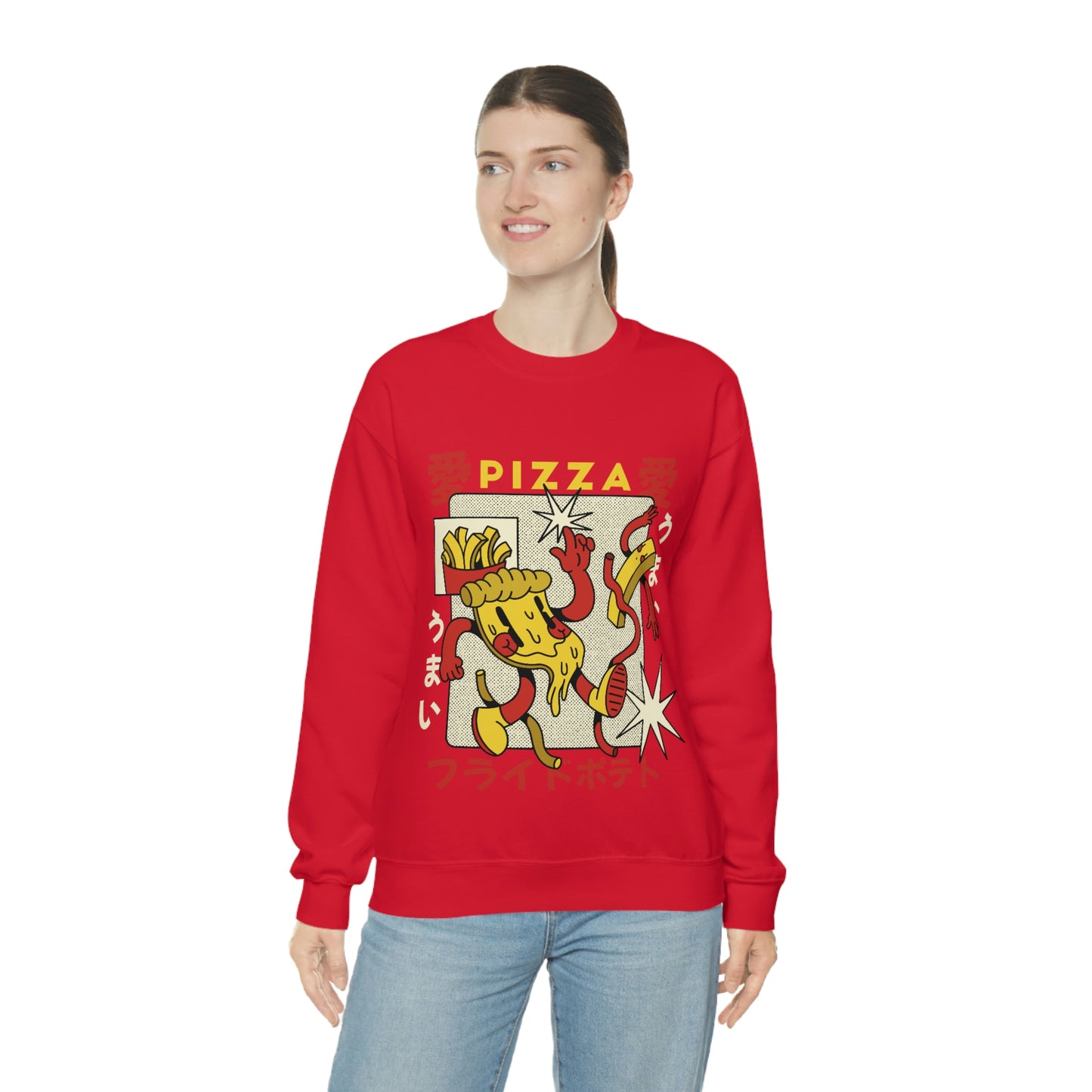 Japanese Aesthetic Pizza Cartoon Sweatshirt