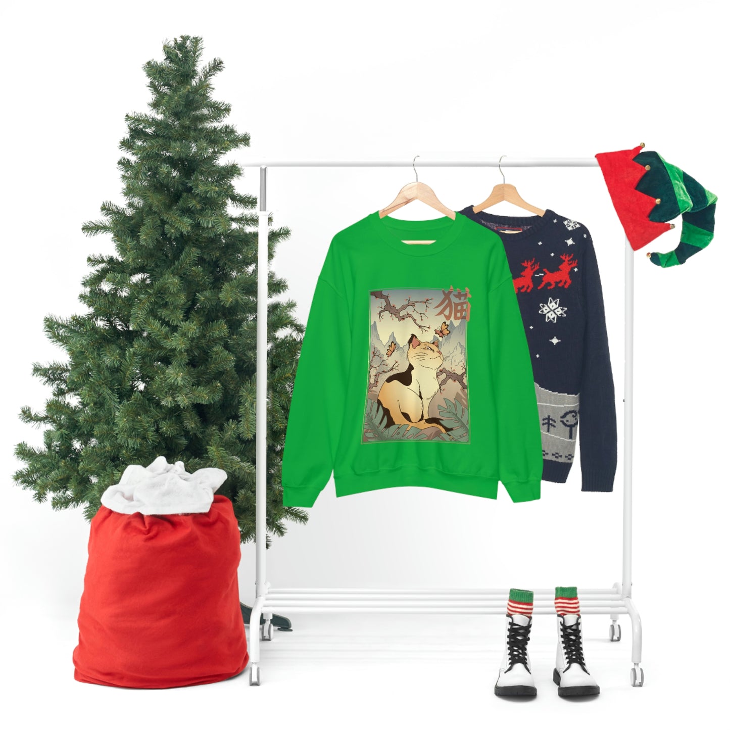 Indie Japanese Art Retro, Japanese Aesthetic Cat Sweatshirt