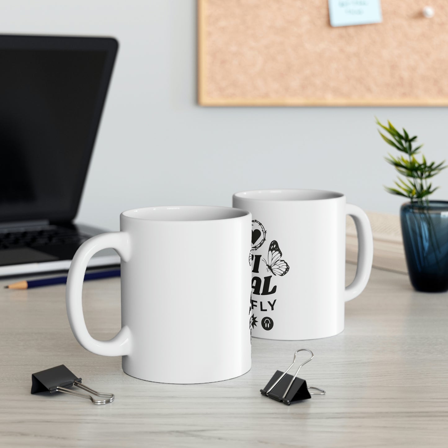 Anti Social Butterfly, Goth Aesthetic White Ceramic Mug