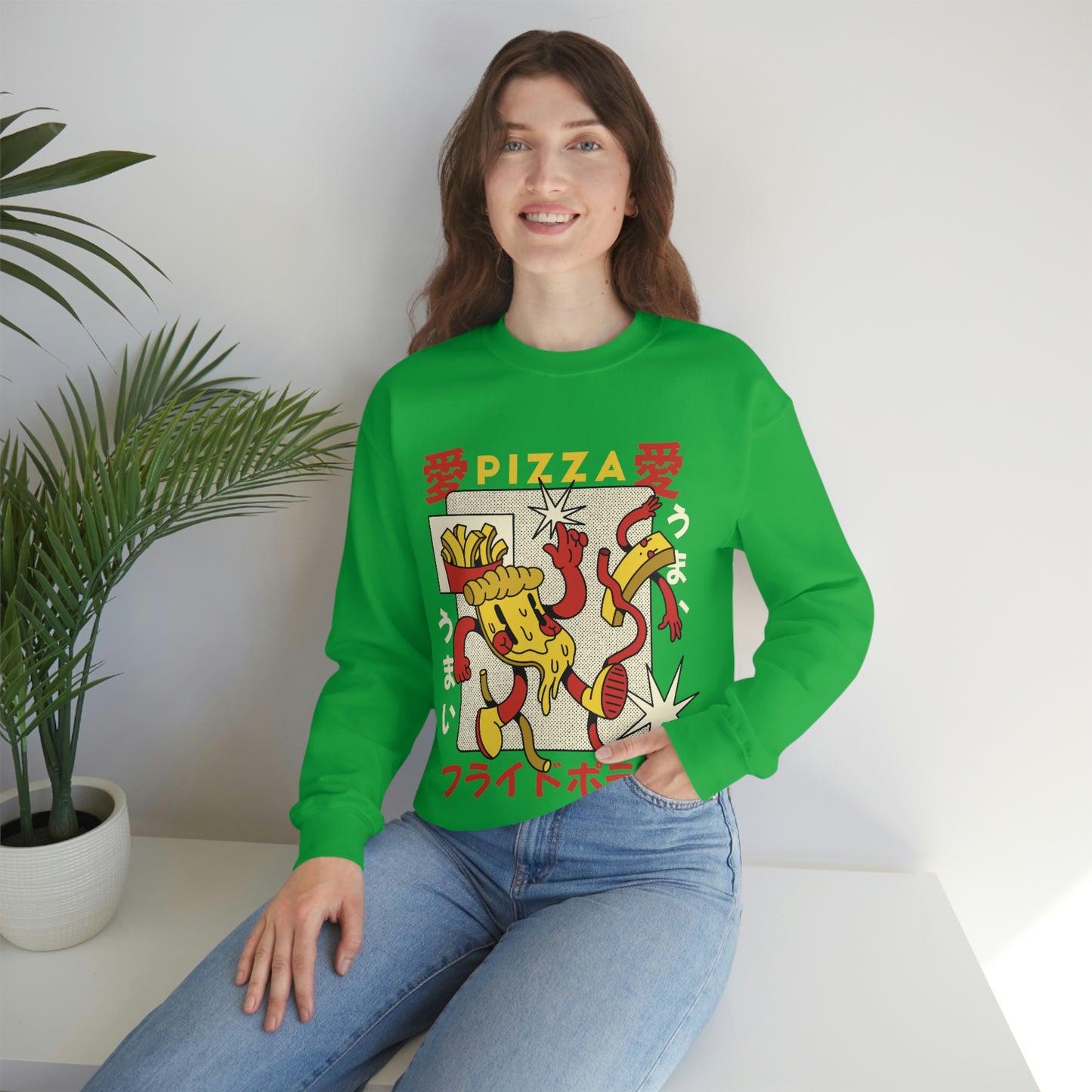 Japanese Aesthetic Pizza Cartoon Sweatshirt
