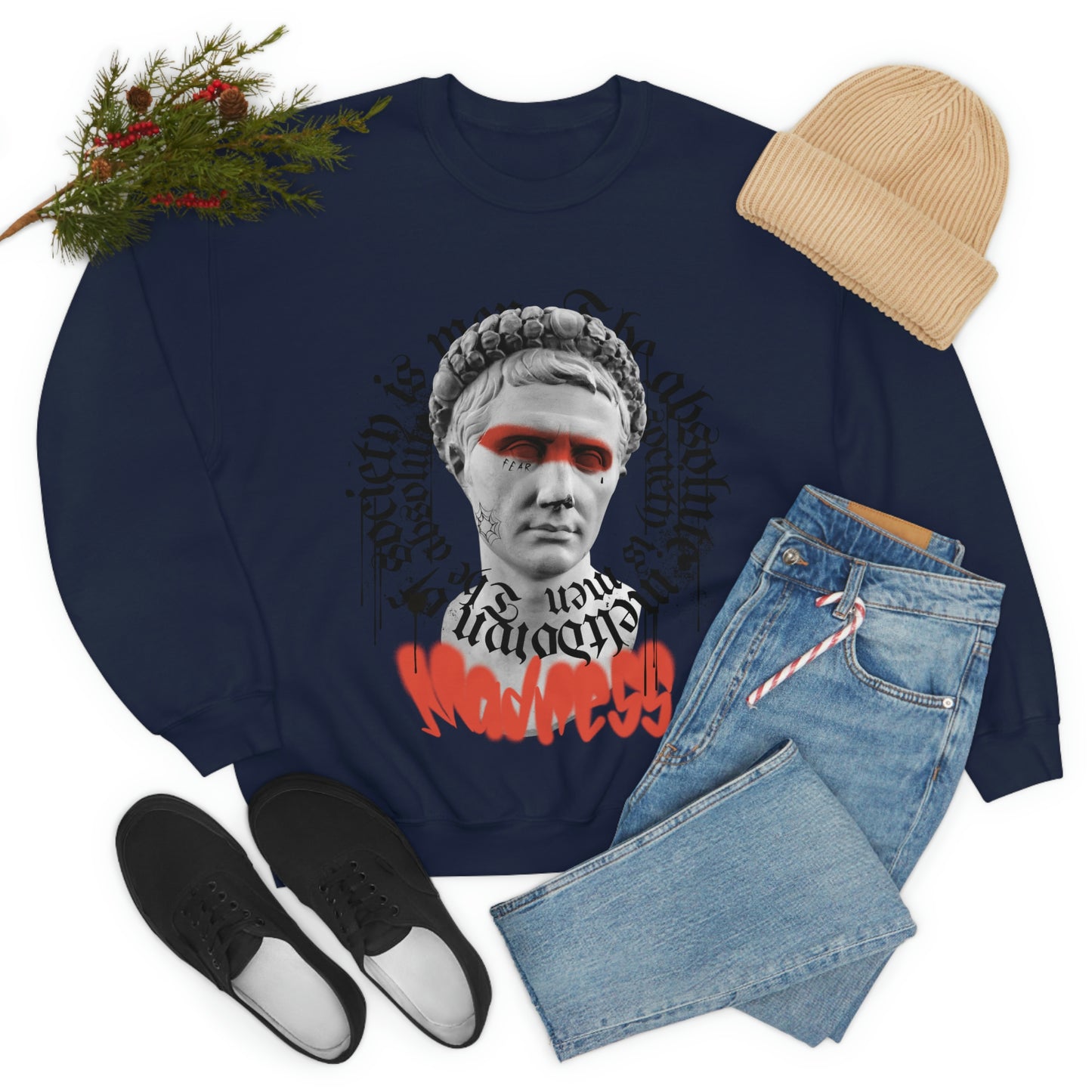 Greek Statue Graffiti Y2k Aesthetic Sweatshirt