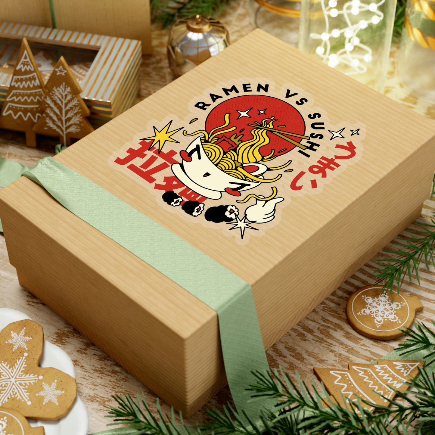 Japanese Aesthetic Ramen Vs Sushi Sticker