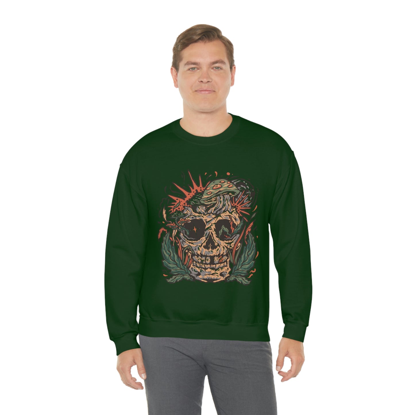 Cottagecore Skull and Mushrooms Floral Sweatshirt