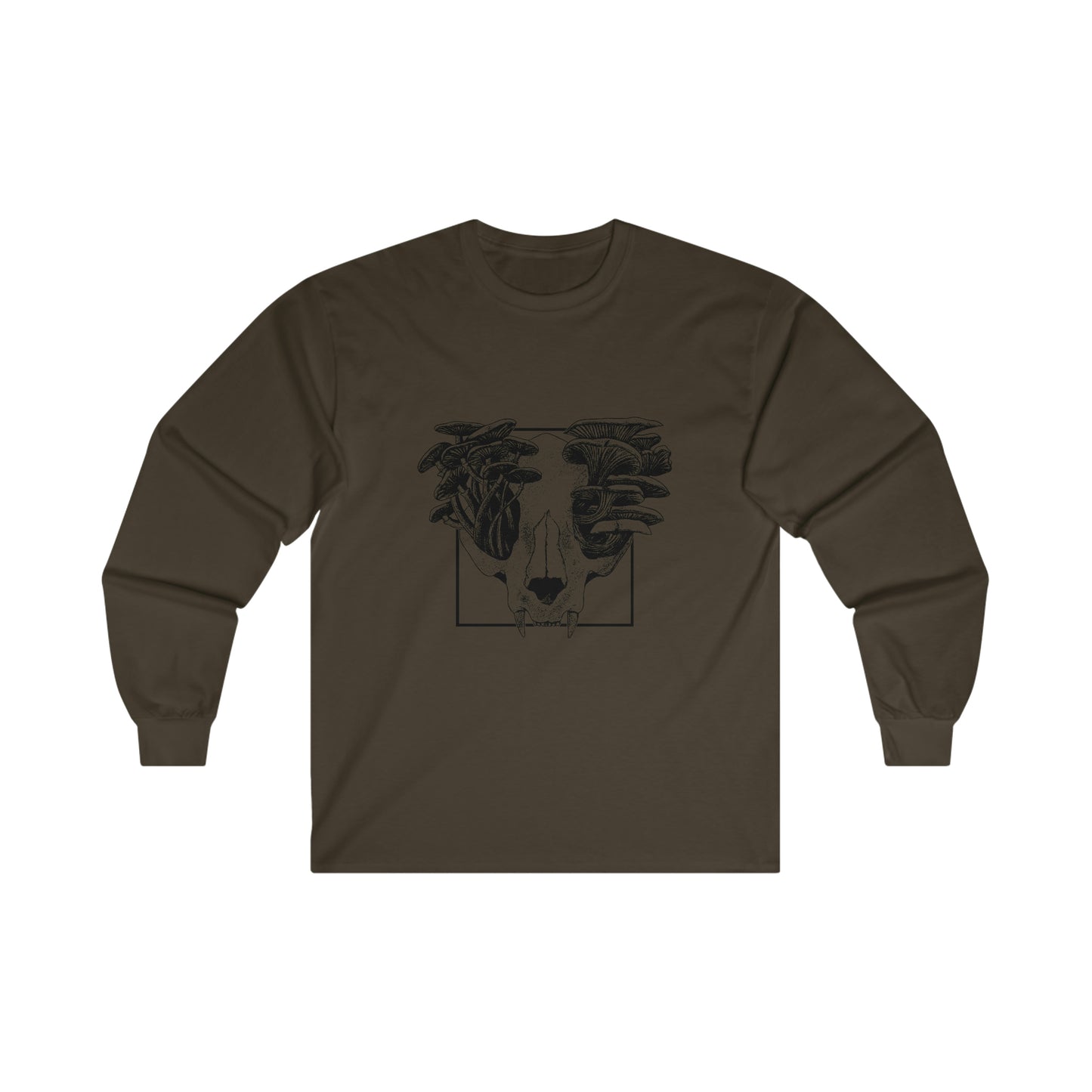 Cottagecore Aesthetic Skull Mushrooms Art Long Sleeve Shirt