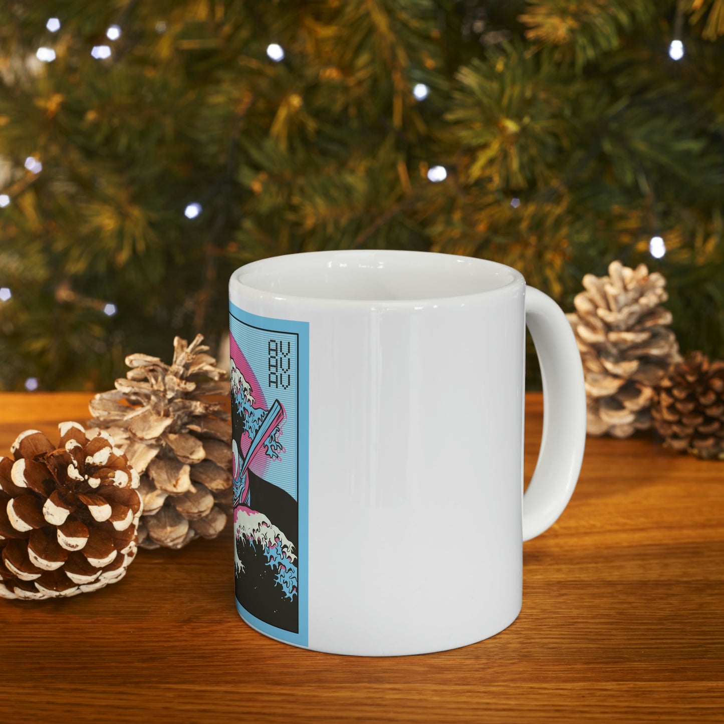 Japanese Aesthetic Ramen Wave Retrowave White Ceramic Mug 11oz