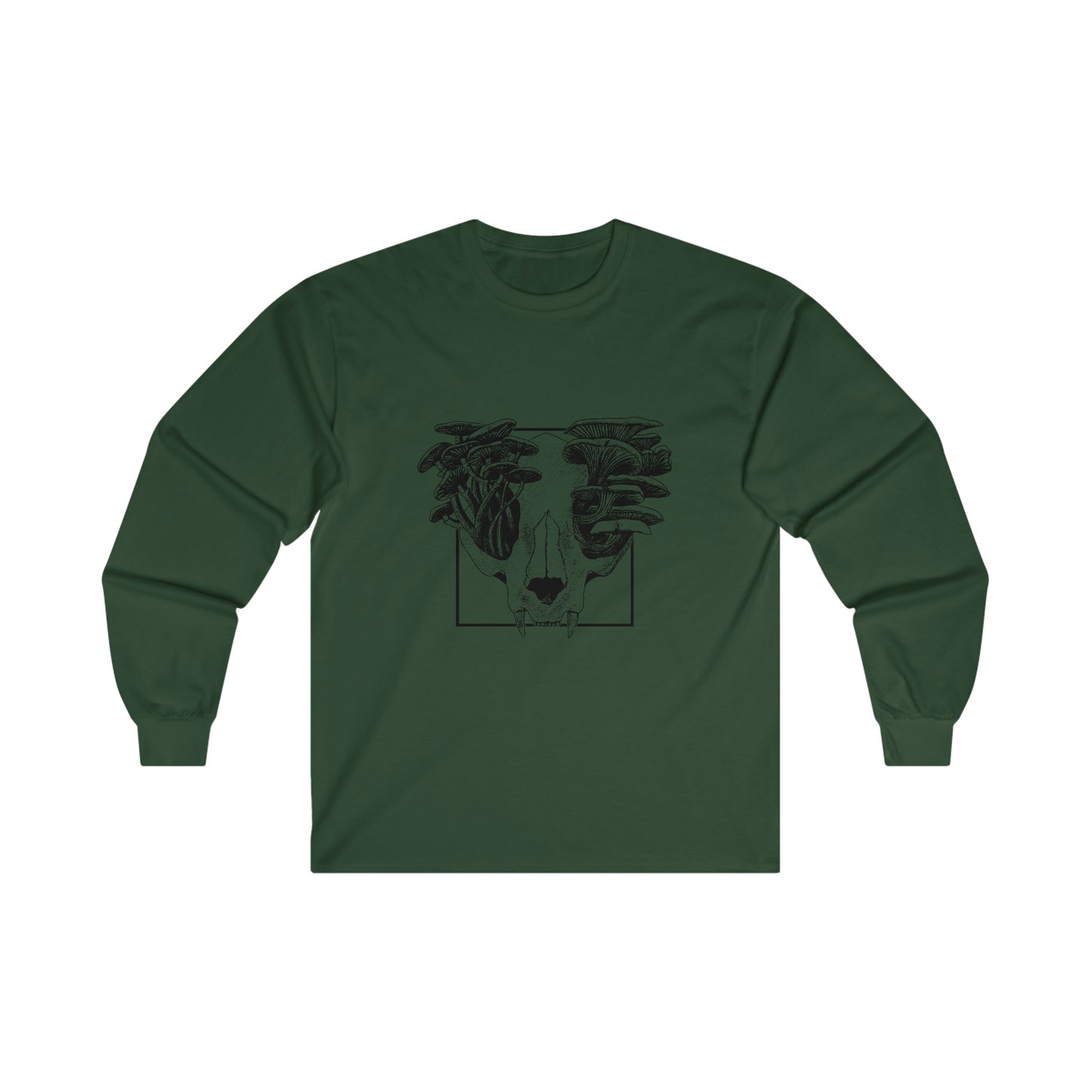 Cottagecore Aesthetic Skull Mushrooms Art Long Sleeve Shirt