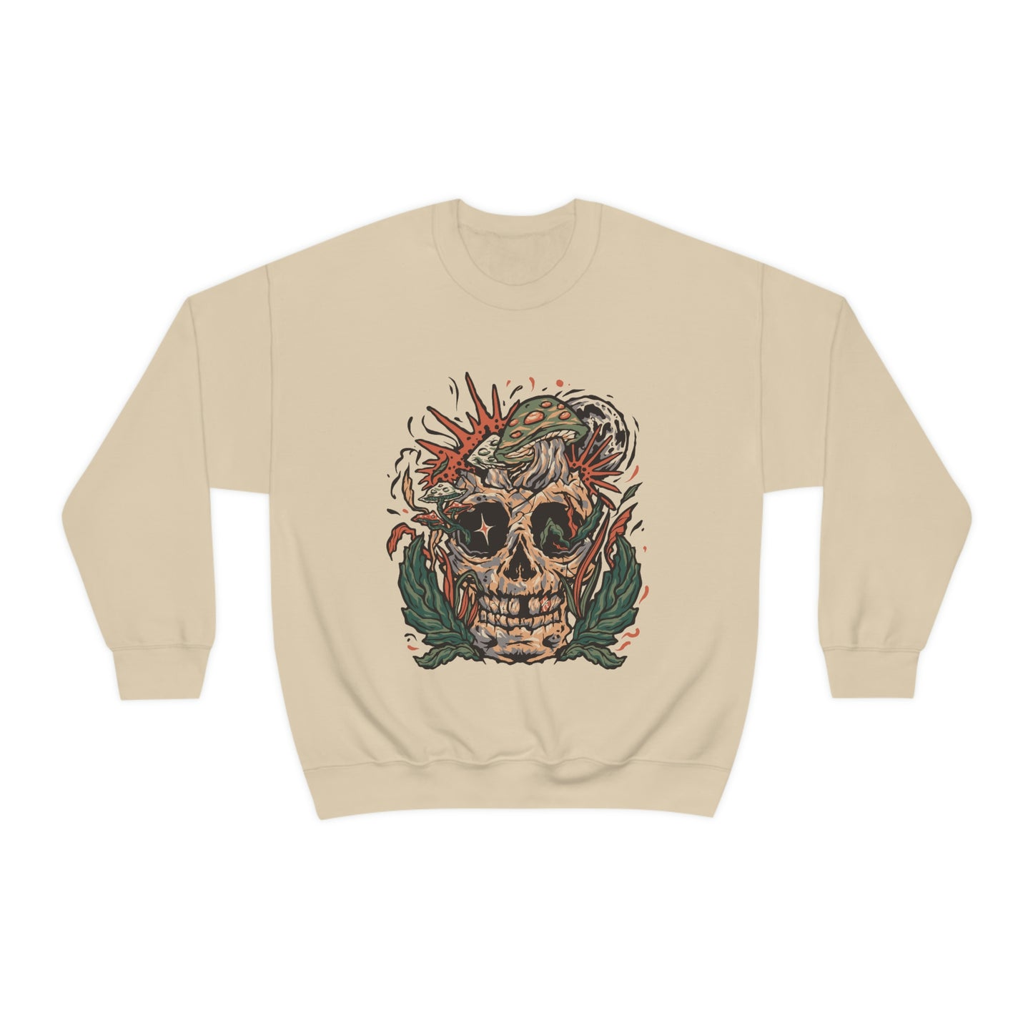 Cottagecore Skull and Mushrooms Floral Sweatshirt