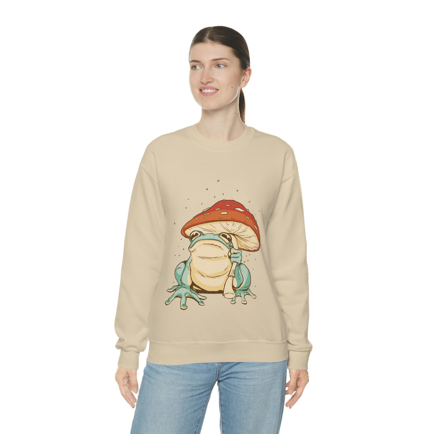 Cottagecore Aesthetic Mushrooms and Frog Sweatshirt