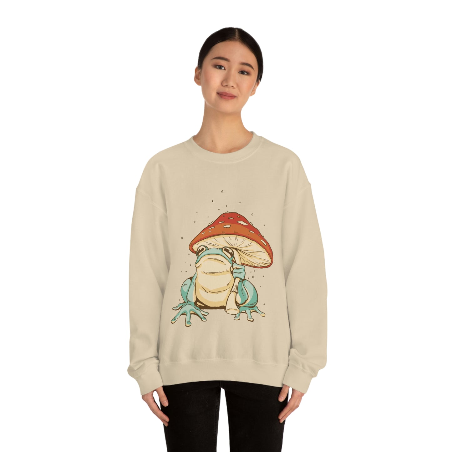 Cottagecore Aesthetic Mushrooms and Frog Sweatshirt