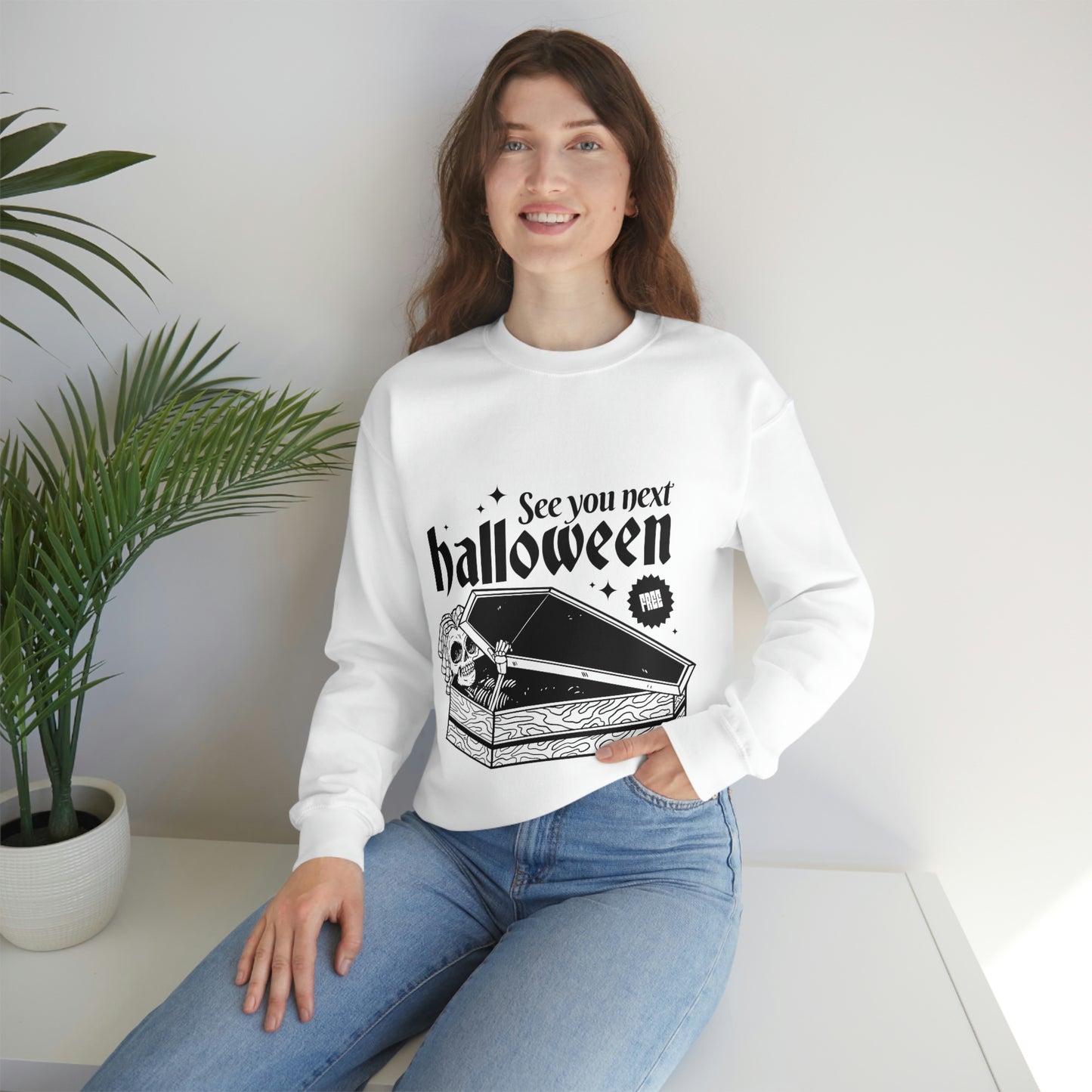 See you next Halloween Skeleton In Coffin Sweatshirt