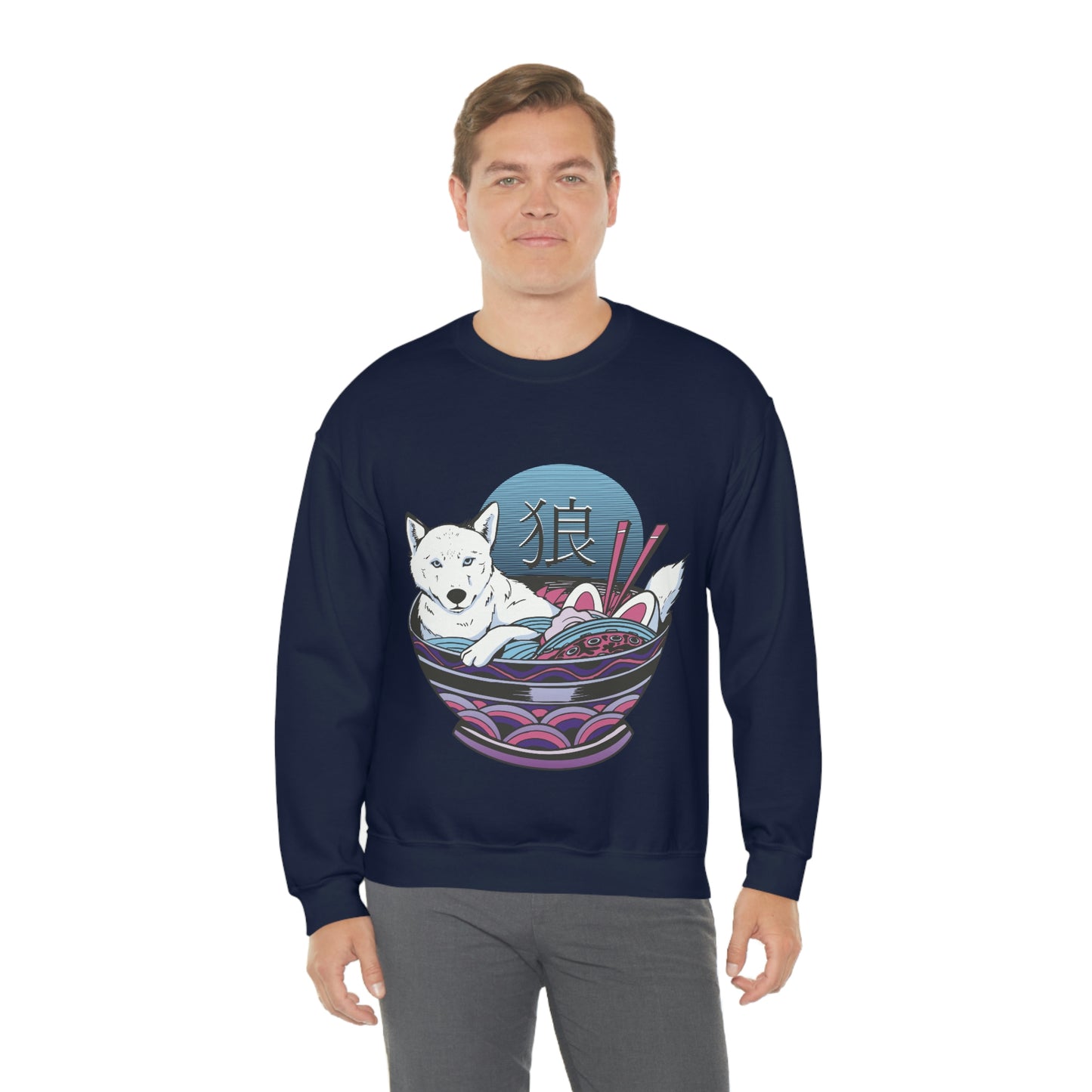 Retrowave Wolf In Ramen, Vaporwave Sweatshirt