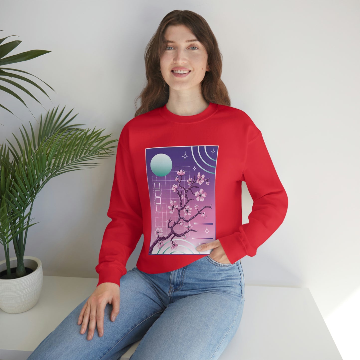 Indie Japanese Art, Japan Streeetwear Retro, Japanese Aesthetic Blossom Sweatshirt