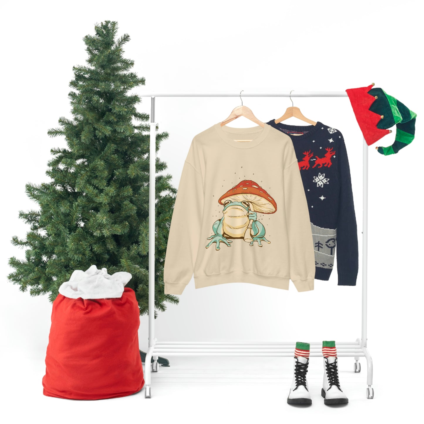 Cottagecore Aesthetic Mushrooms and Frog Sweatshirt