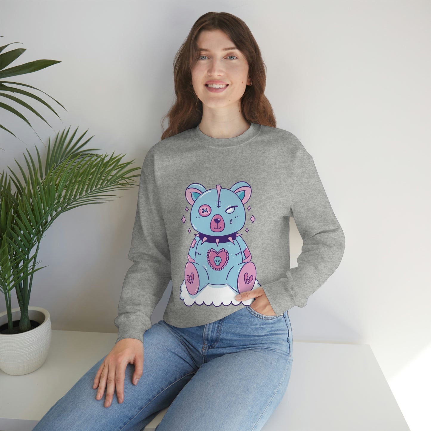 Pastel Goth Bear, Goth Aesthetic Sweatshirt