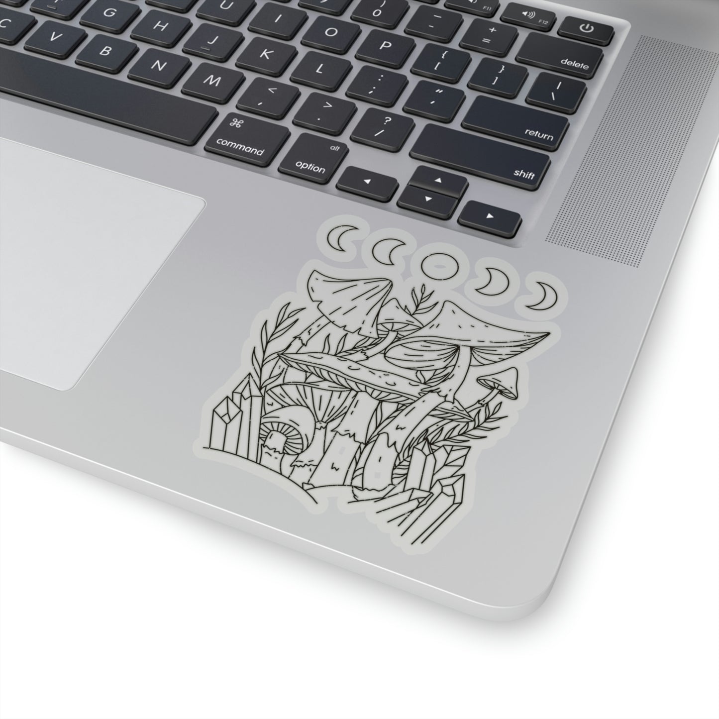 Cottagecore Mushroom Moon Phases Line Art Sticker
