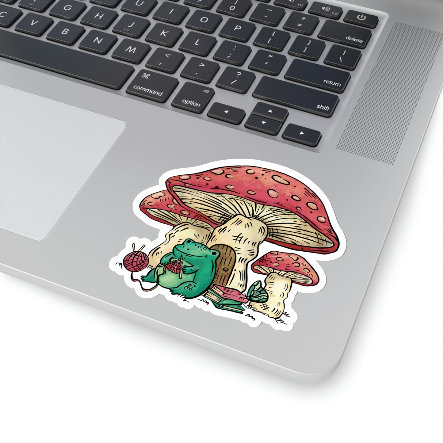 Cottagecore Aesthetic Mushrooms and Frog Cartoon Sticker