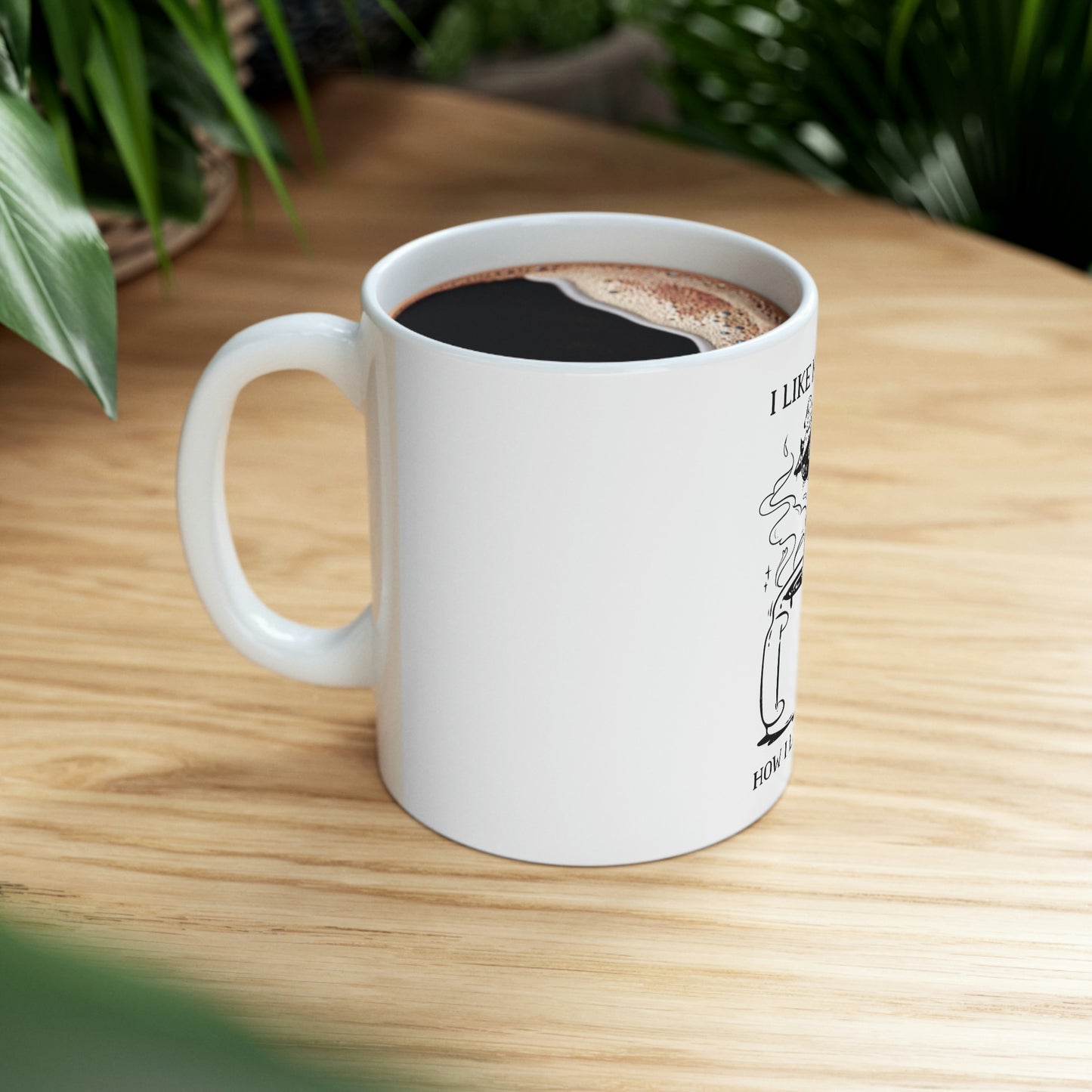 I Like My Coffee How I Like My Magic Cat Goth Aesthetic White Ceramic Mug