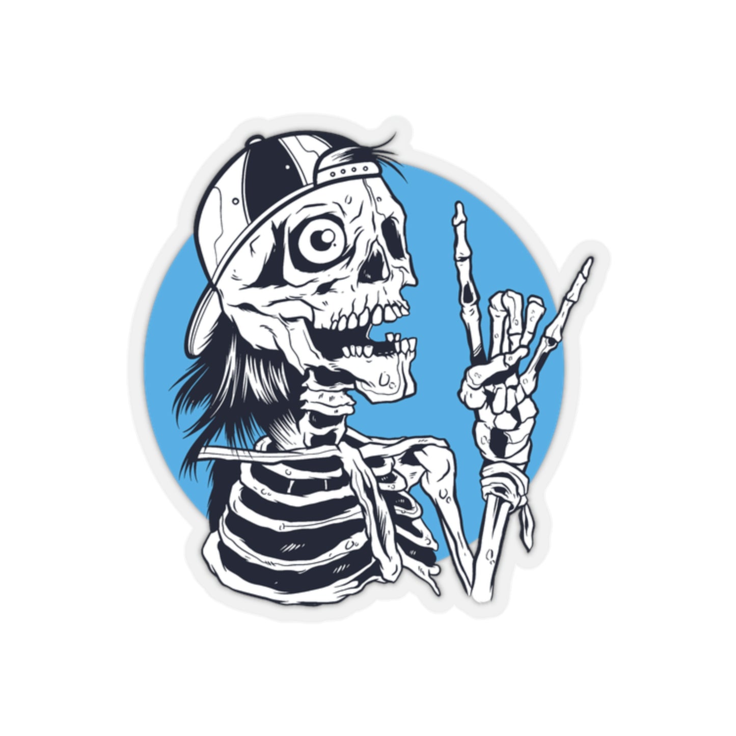 Skeleton Rock Sign Skater Sticker