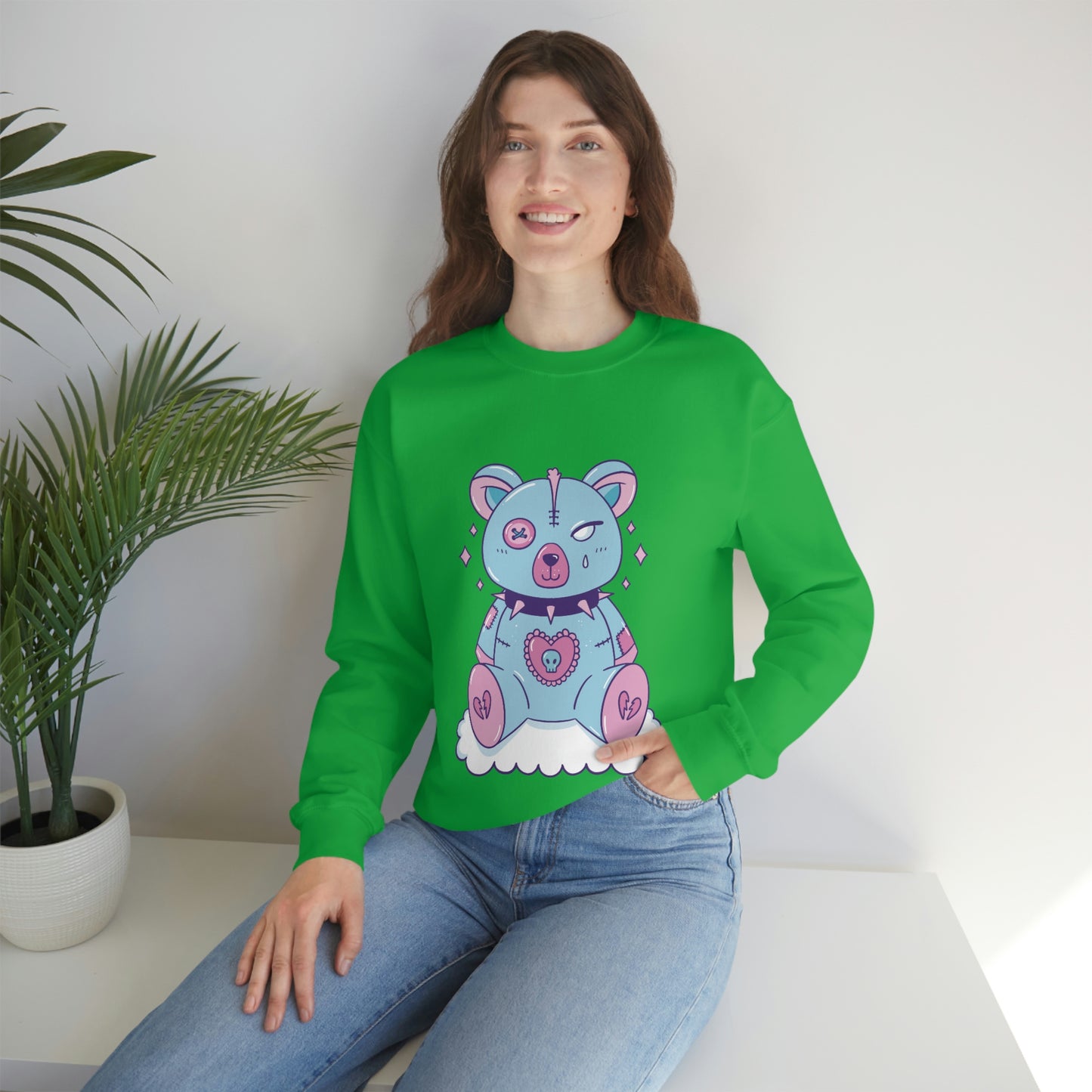 Pastel Goth Bear, Goth Aesthetic Sweatshirt
