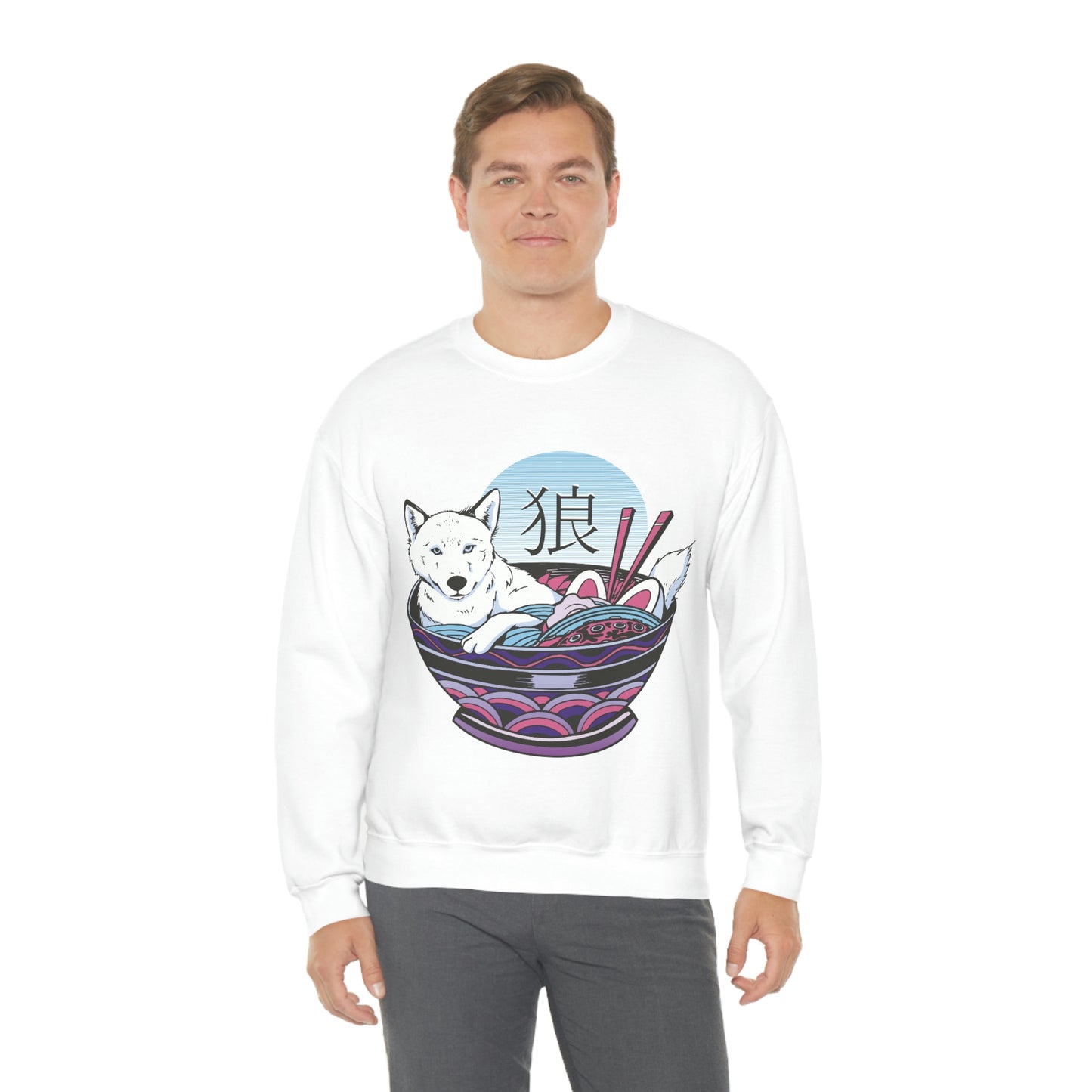 Retrowave Wolf In Ramen, Vaporwave Sweatshirt