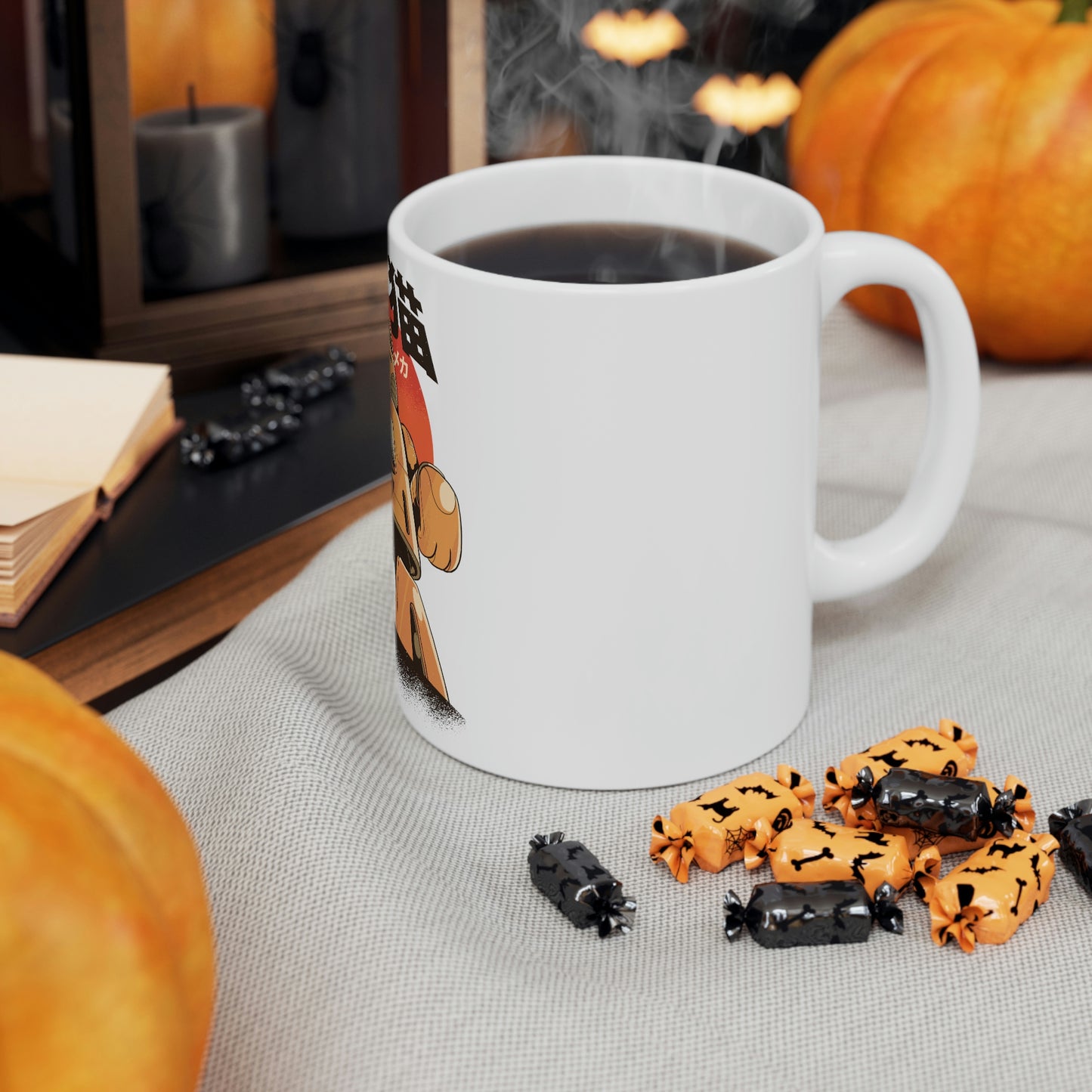 Kawaii Aesthetic Cute Cat Mecha White Ceramic Mug 11oz