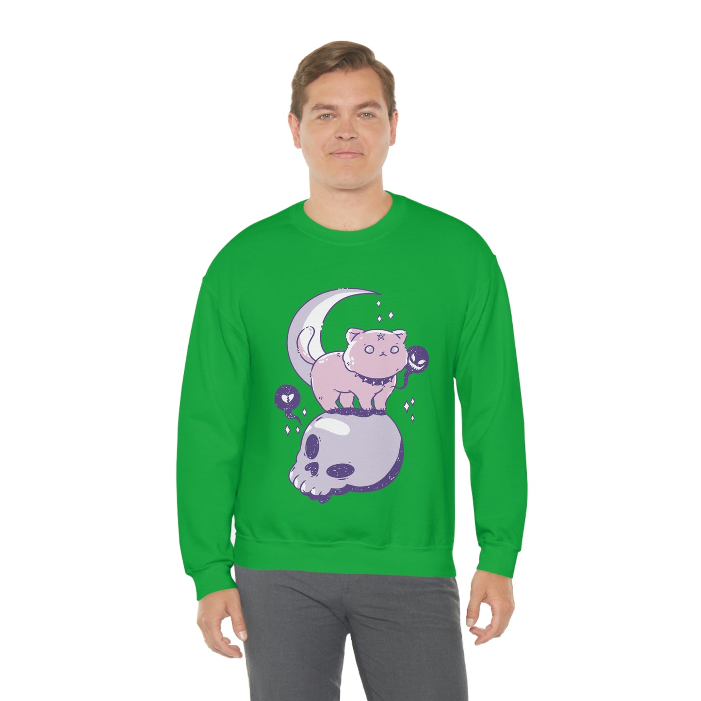 Pastel Goth Cat On Skull Goth Aesthetic Sweatshirt