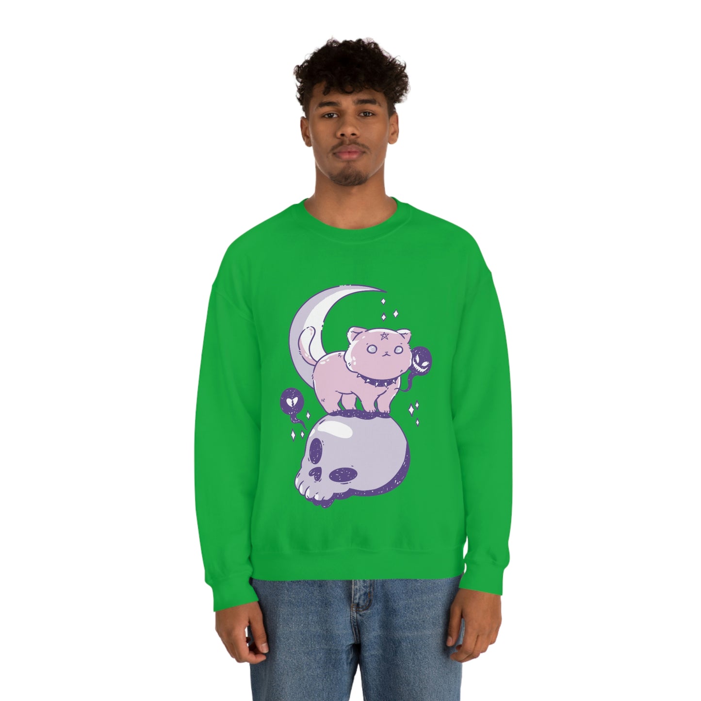 Pastel Goth Cat On Skull Goth Aesthetic Sweatshirt