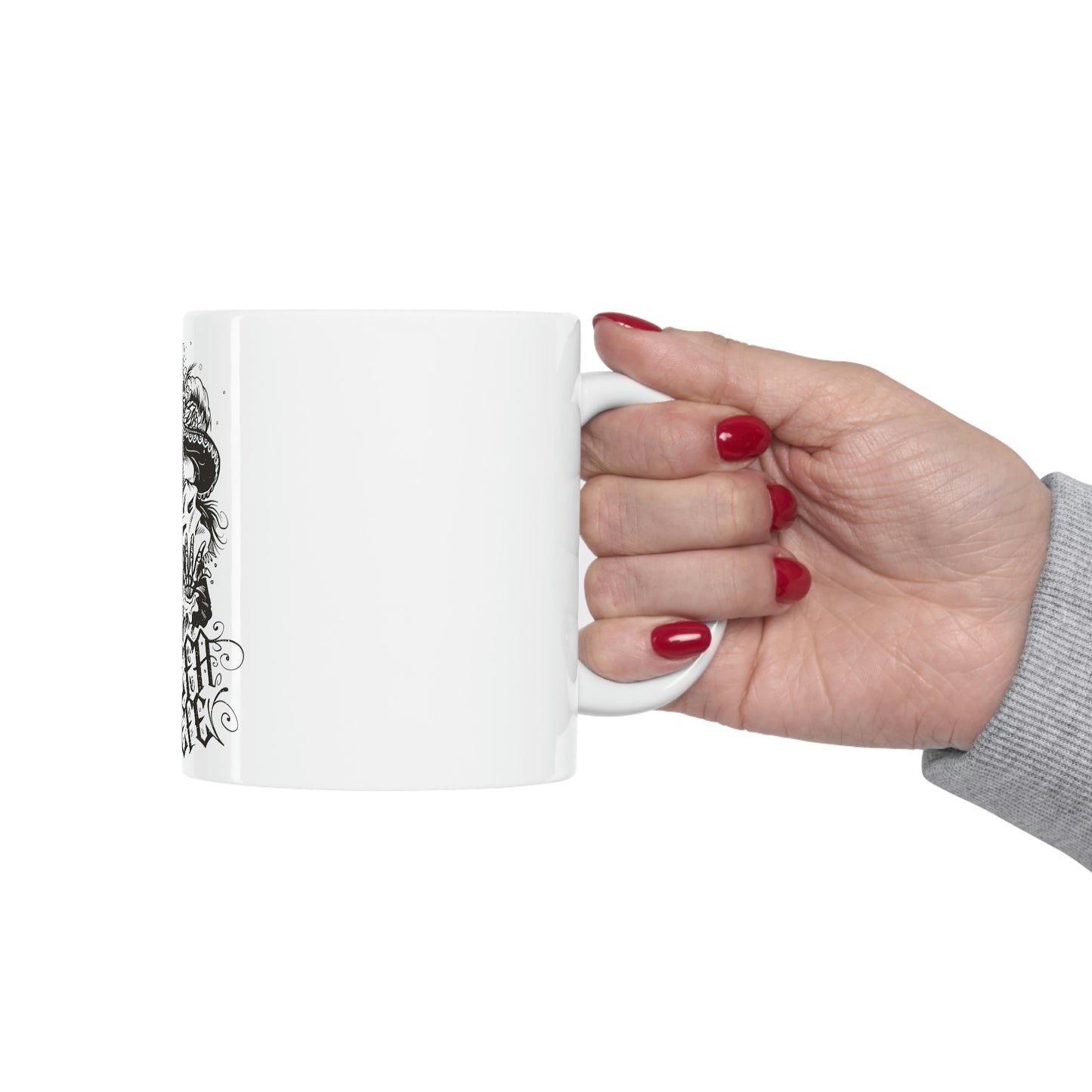 Mexican Skeleton LA JEFA DEL JEFE White Ceramic Mug