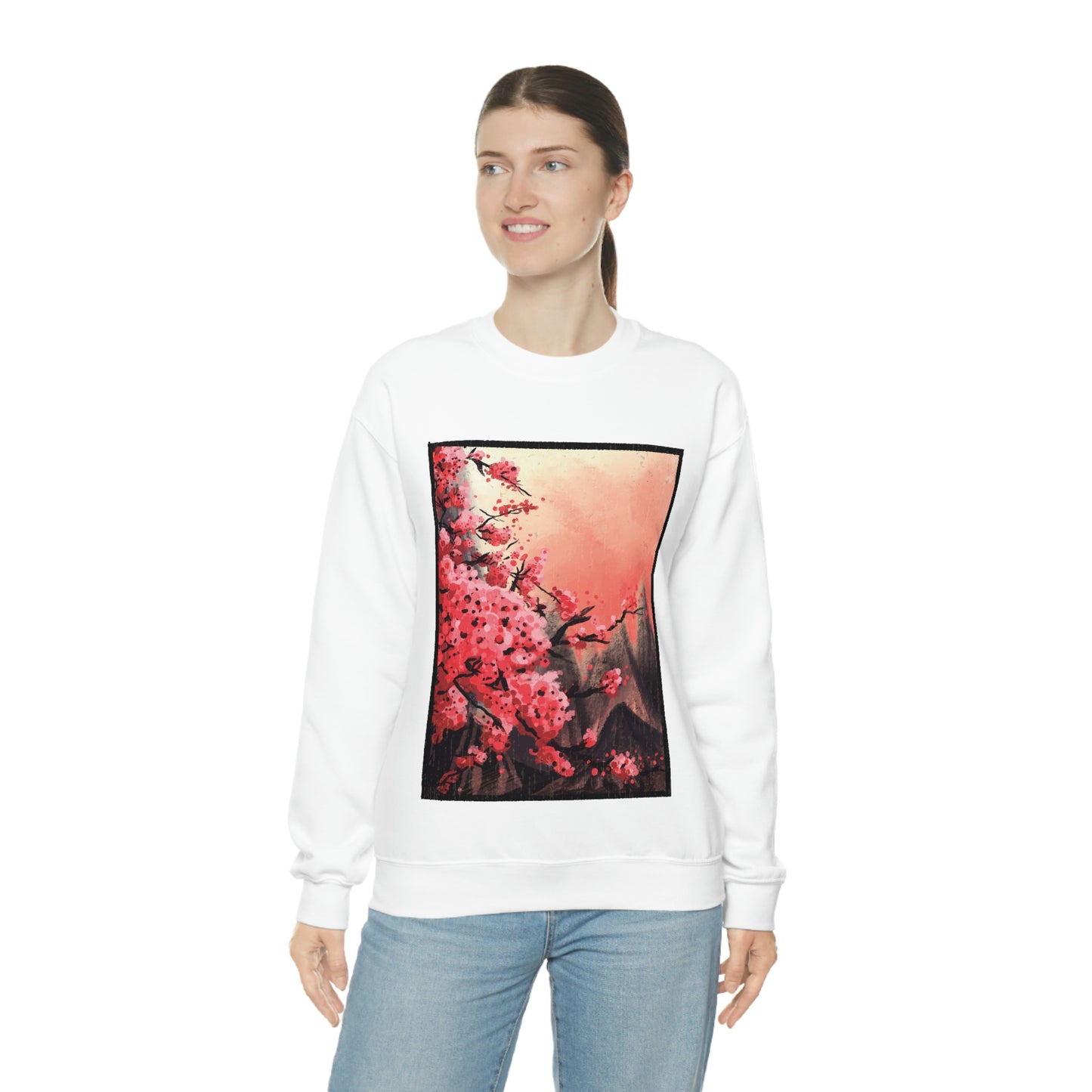 Indie Japanese Art, Japan Streeetwear Retro, Japanese Aesthetic Blossom Sweatshirt