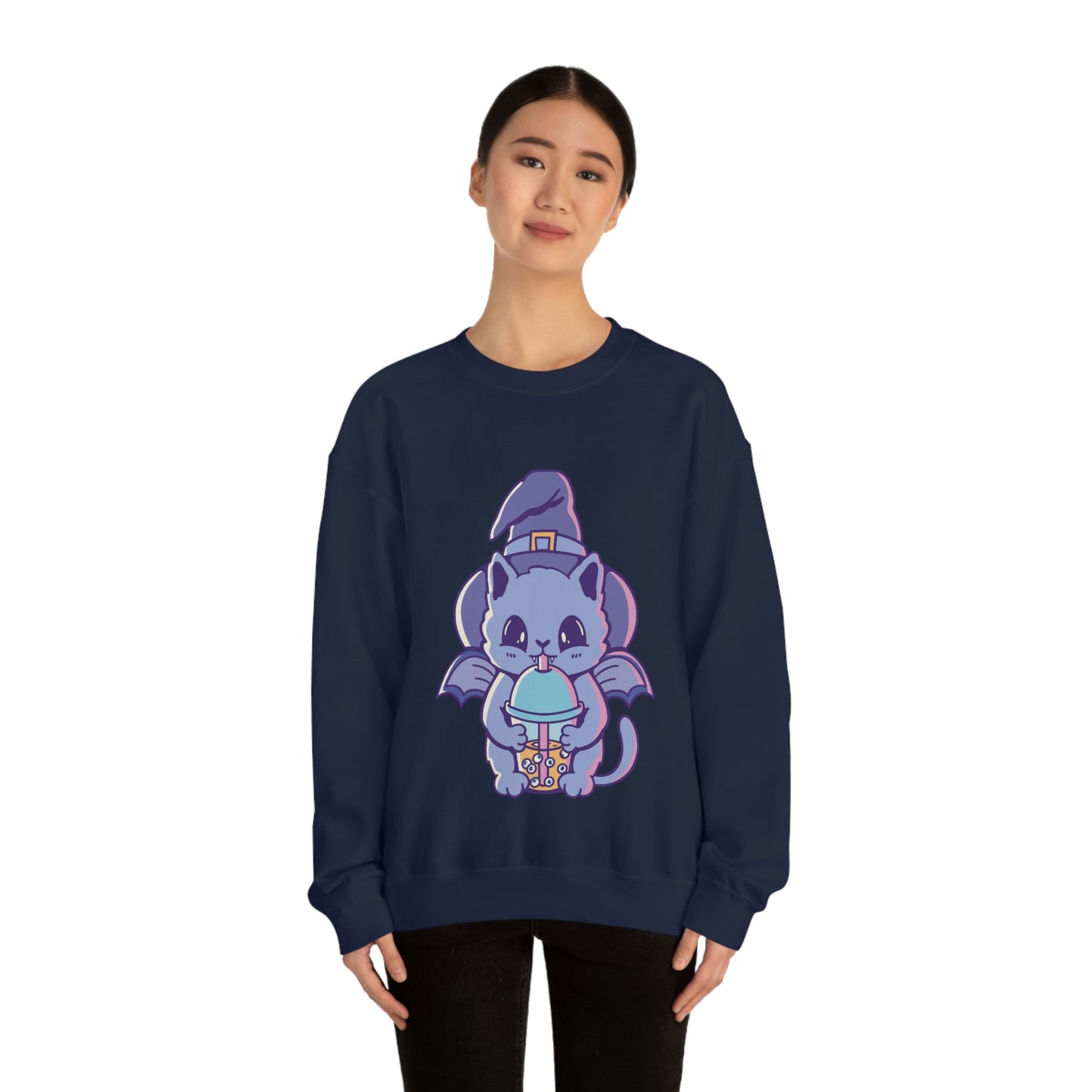Pastel Goth Cat Witch, Goth Aesthetic Sweatshirt