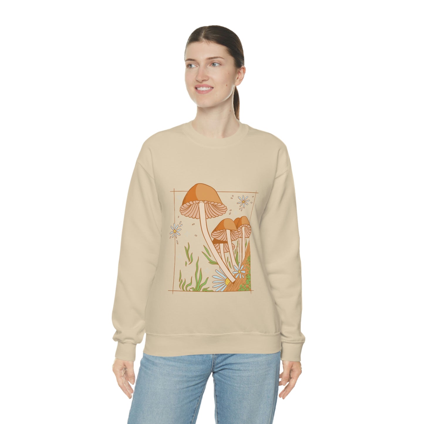 Cottagecore Aesthetic Mushrooms and Frog Sweatshirt