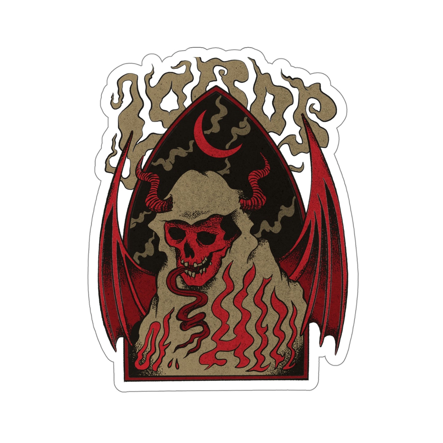 Demon Skull Grunge Sticker