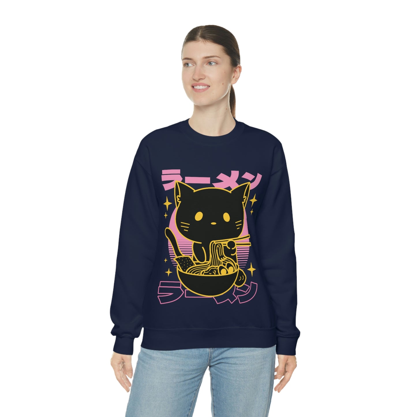 Kawaii Sweatshirt, Kawaii Clothing, Kawaii Clothes, Yami Kawaii Aesthetic, Pastel Kawaii Sweatshirt Cat Ramen Sweater Sweatshirt