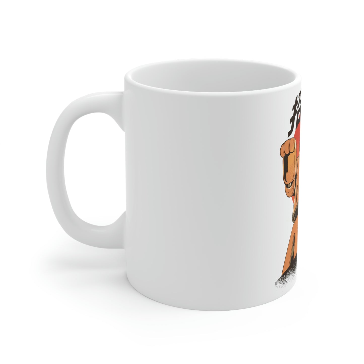 Kawaii Aesthetic Cute Cat Mecha White Ceramic Mug 11oz