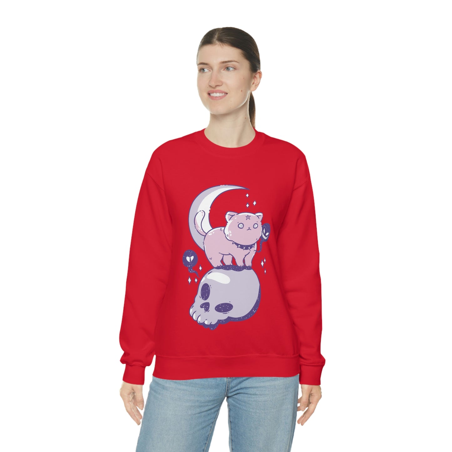 Pastel Goth Cat On Skull Goth Aesthetic Sweatshirt