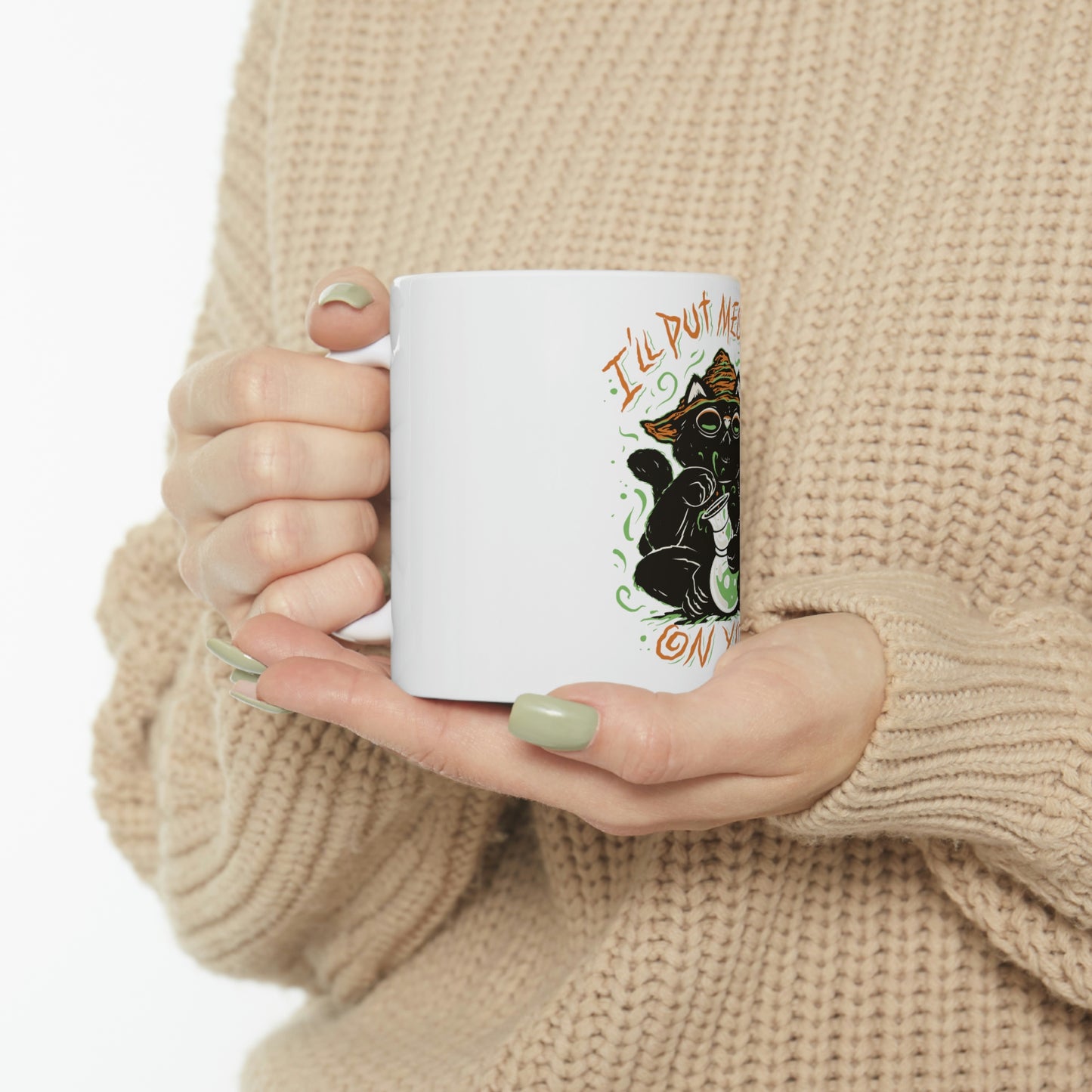 Ill put Meowgic On You Goth Aesthetic White Ceramic Mug