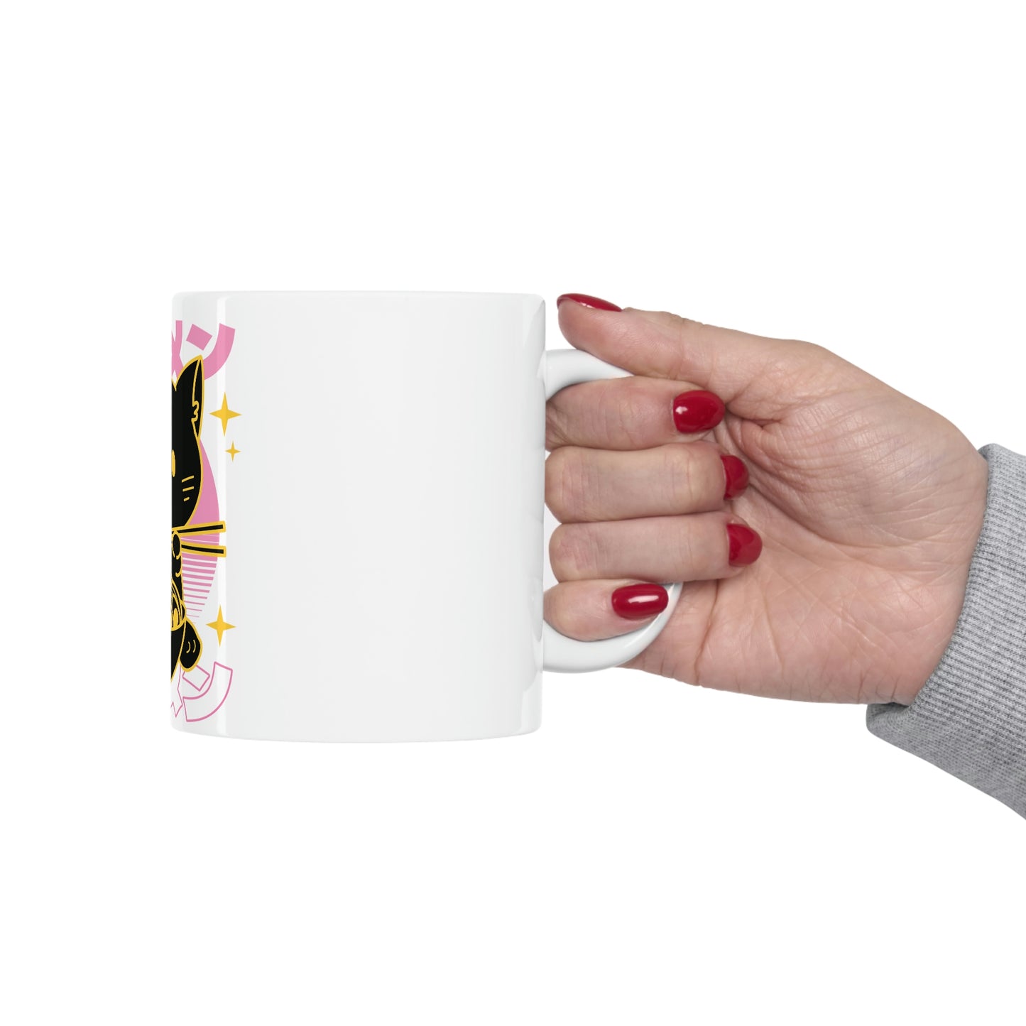 Vaporwave Cat Eating Ramen Pastel Kawaii Aesthetic, Yami Kawaii, Japanese Aesthetic Otaku White Ceramic Mug 11oz