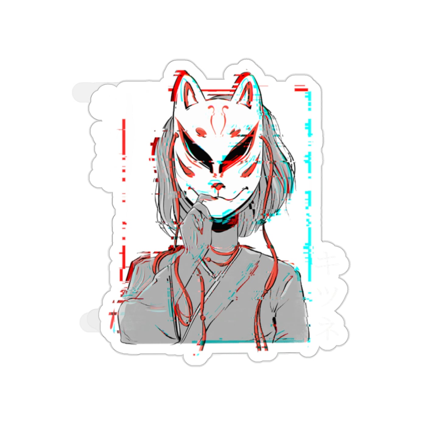 Japanese Aesthetic Kitsune Japan Mask Sticker