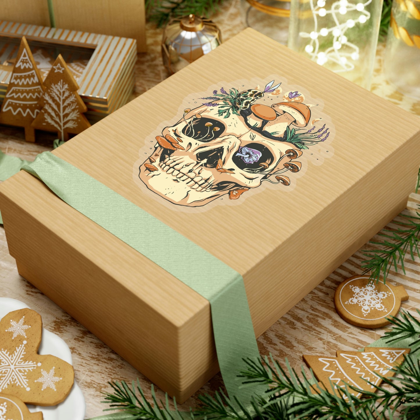 Cottagecore Aesthetic Skulls Mushroom Sticker