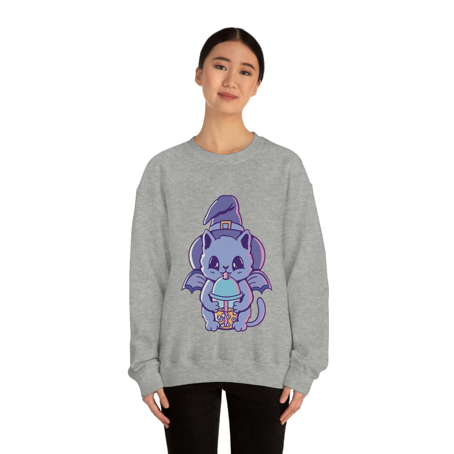 Pastel Goth Cat Witch, Goth Aesthetic Sweatshirt