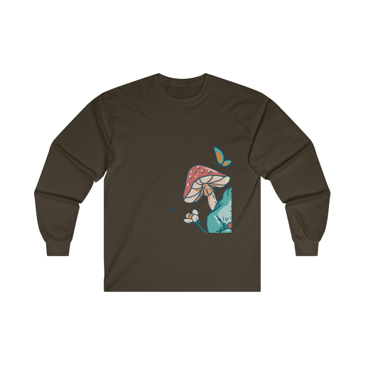 Cottagecore Aesthetic Mushrooms and Frog Long Sleeve Shirt