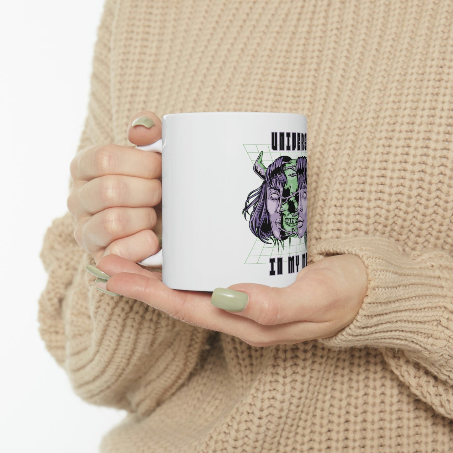 Universes In My Mind Pastel Goth Aesthetic Cyber White Ceramic Mug