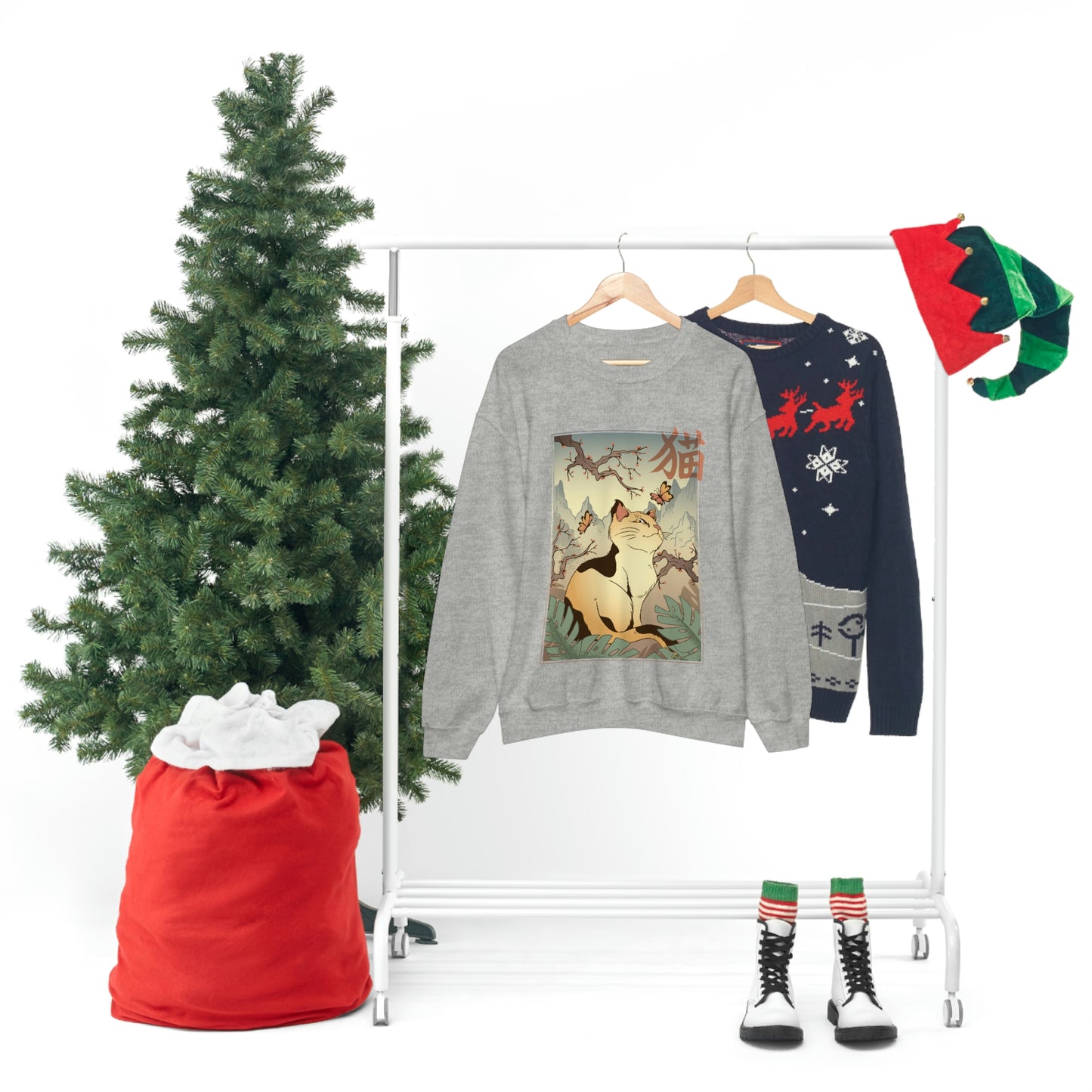 Indie Japanese Art Retro, Japanese Aesthetic Cat Sweatshirt