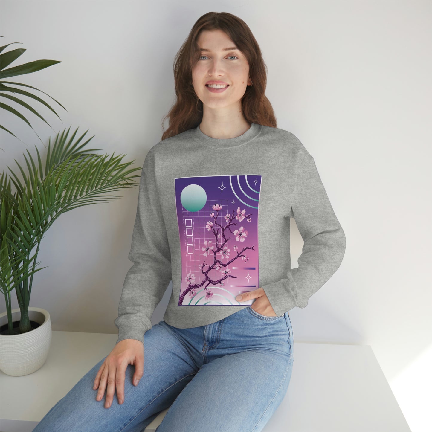 Indie Japanese Art, Japan Streeetwear Retro, Japanese Aesthetic Blossom Sweatshirt
